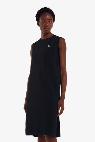 Dámské Šaty Fred Perry Bez Rukávů Ringer T-Shirt Černé | CZ 1164CTVE